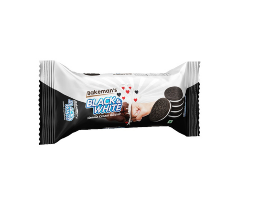 Bakeman's Black & White Vanilla Cream Biscuit 53g, 6166